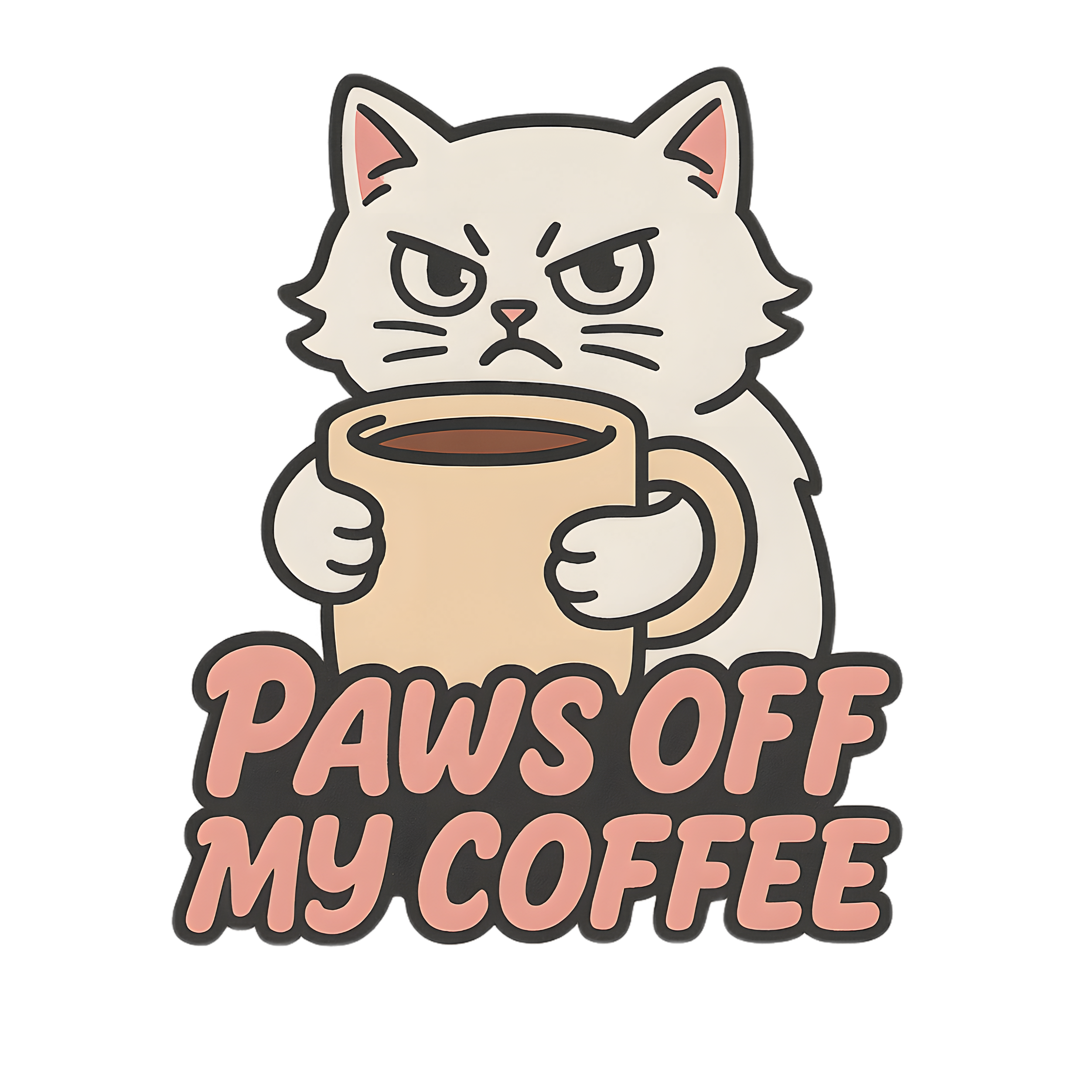 Paws Off My Coffee — White Cat